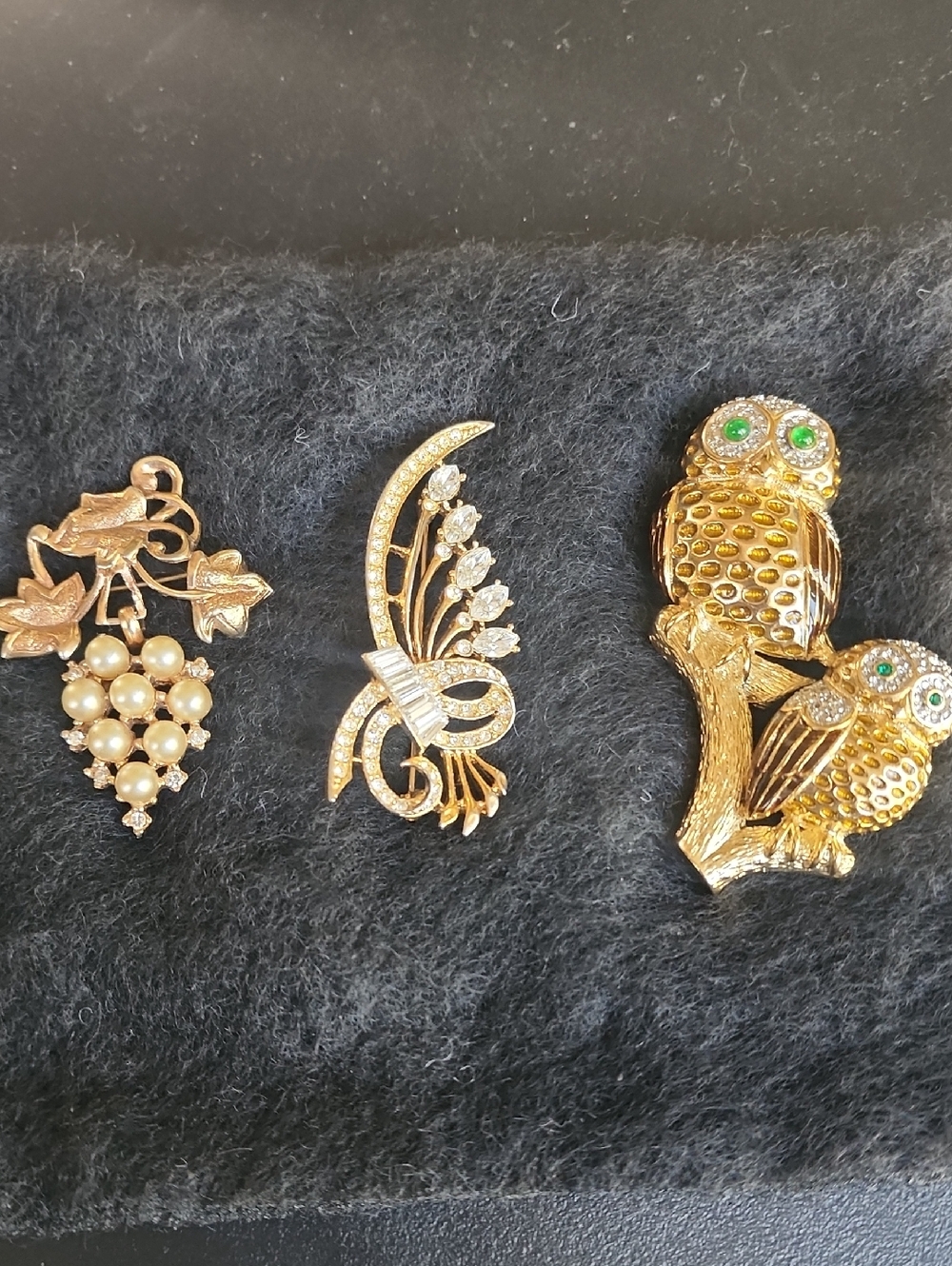 Gold-Tone Owl Brooch with Green Accents - Classic Women's Jewelry